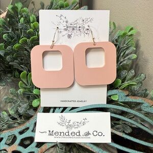 Pink Square Earrings